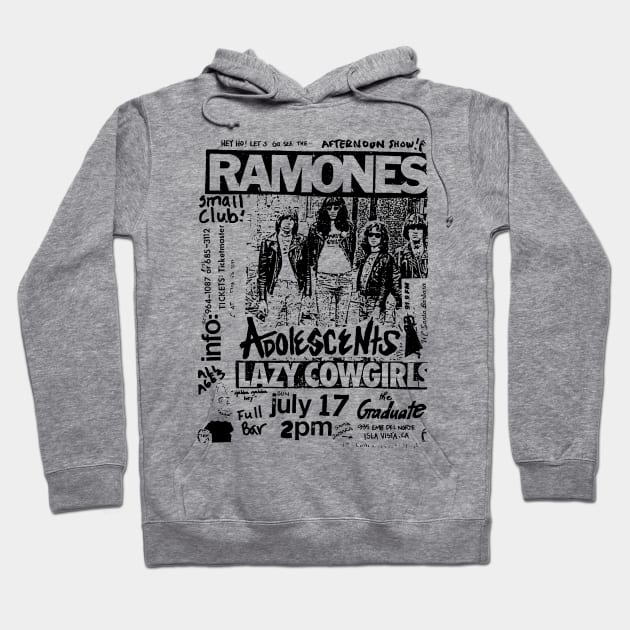 Ramones / Adolescents / Lazy Cowgirls Punk Flyer Hoodie by Punk Flyer Archive